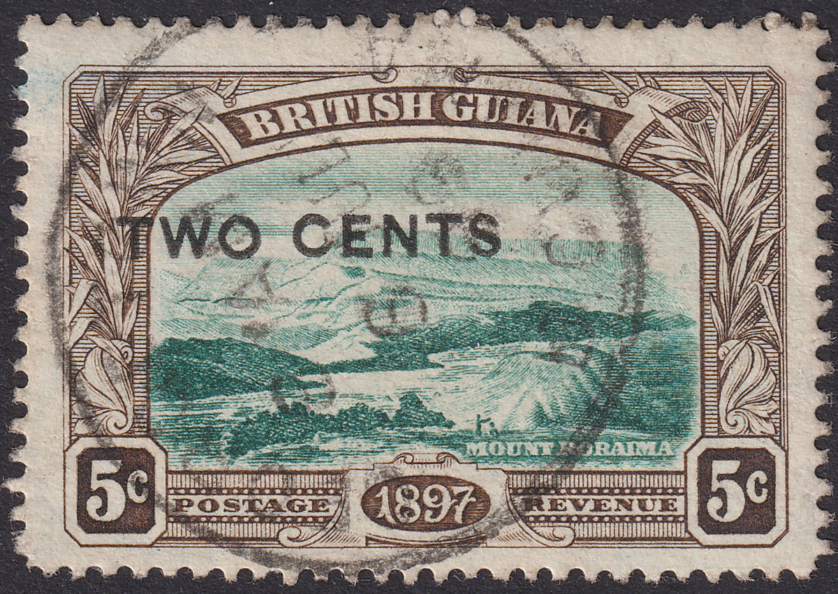 British Guiana 1899 QV 2c Surcharge 5c No Stop Variety Used SG222a cat £160