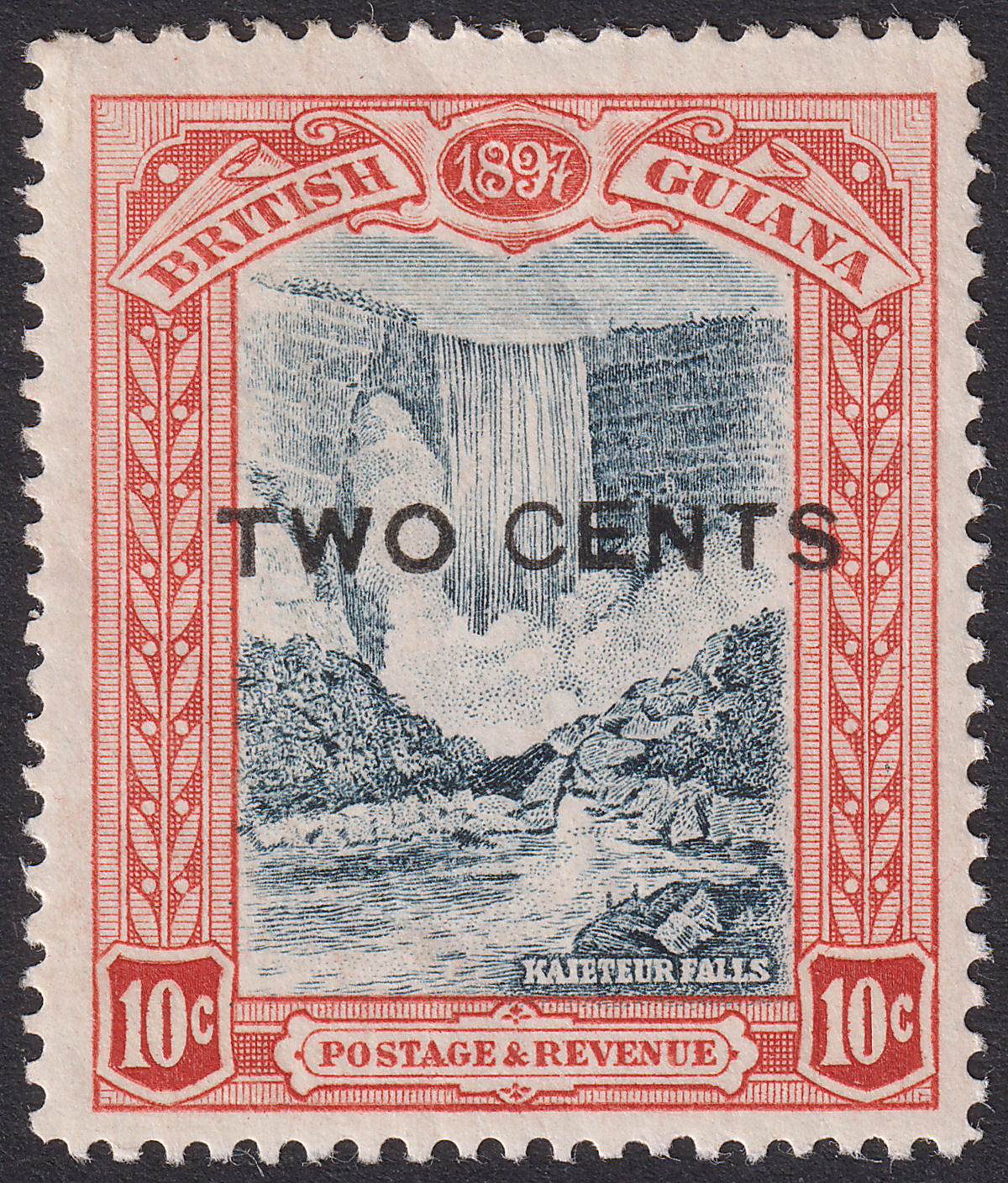 British Guiana 1899 QV 2c Surcharge 10c with No Stop Variety Mint SG223a c£22