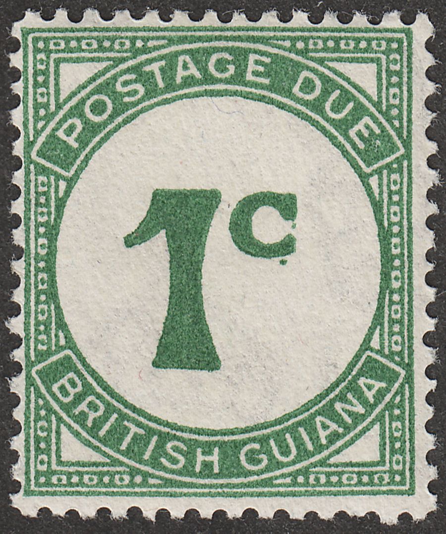 British Guiana 1945? Postage Due 1c Green Rough Paper Mint SG D1v