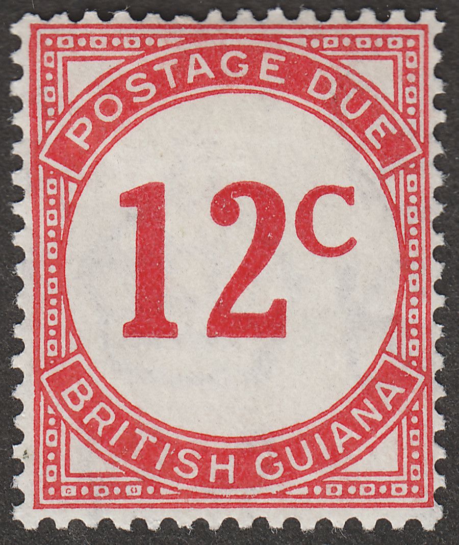 British Guiana 1940 Postage Due 12c Scarlet Ordinary Paper Mint SG D4