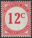 Click for more photos and details British Guiana 1940 Postage Due 12c Scarlet Ordinary Paper Mint SG D4