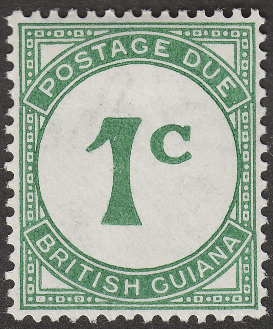 British Guiana 1940 Postage Due 1c Green Ordinary Paper Mint SG D1