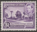 Click for more photos and details British Guiana 1938 KGVI $1 Bright Violet perf 12½ Mint SG317