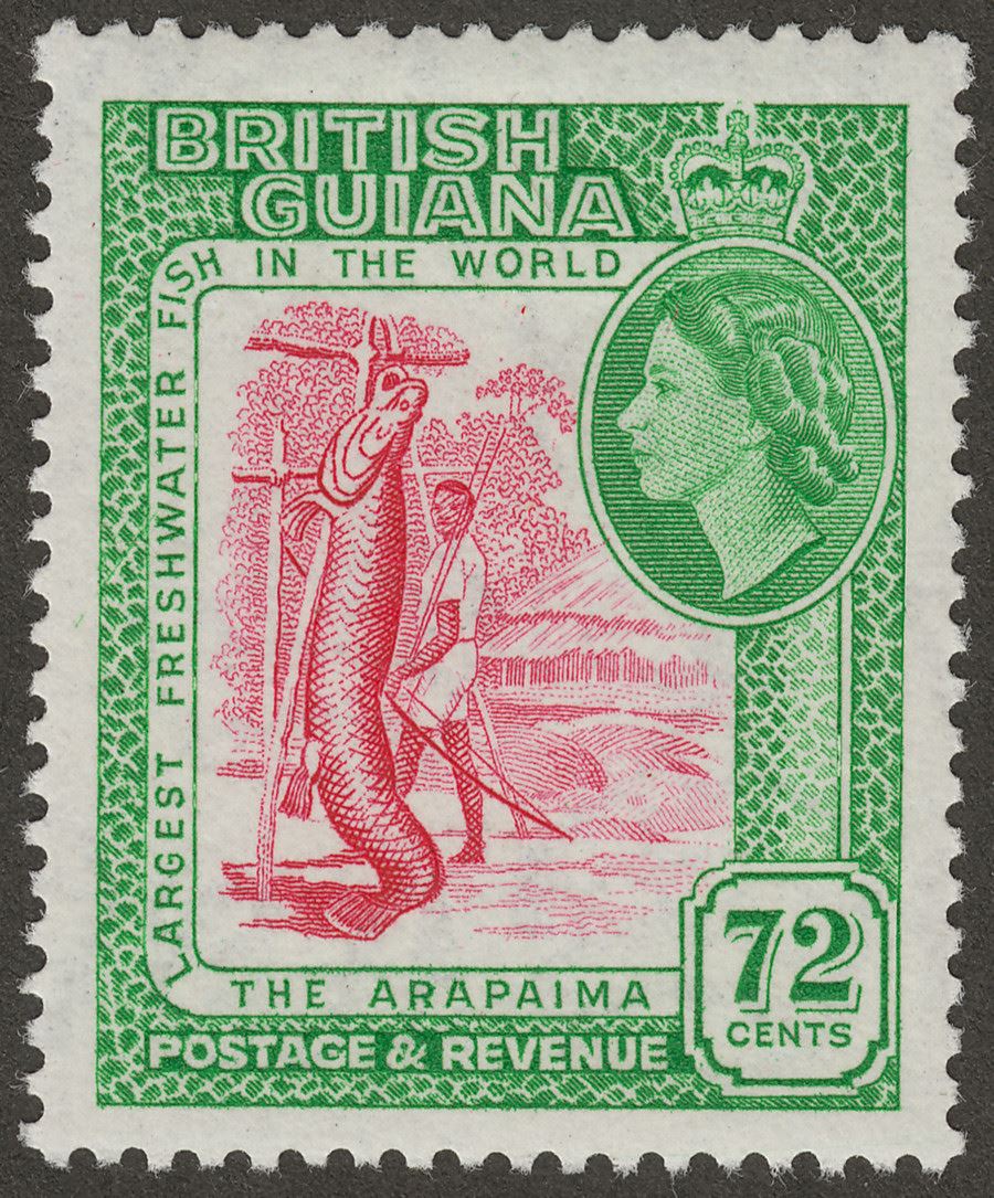 British Guiana 1954 QEII 72c Carmine and Emerald Waterlow Mint SG342