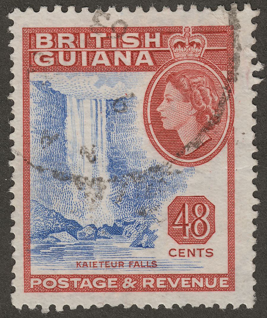 British Guiana 1961 QEII 48c Bright Ultramarine and Pale Brown-Lake Used SG341ab