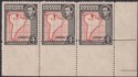British Guiana 1938 KGVI 4c Spectacular Mis-Perforated Corner Strip Mint SG310v