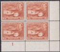 British Guiana 1945 KGVI $3 Red-Brown p12½ Plate 1 Block of 4 Mint SG319 c£120