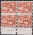 Click for more photos and details British Guiana 1945 KGVI $3 Red-Brown p12½ Imprint Block of 4 Mint SG319 c£120