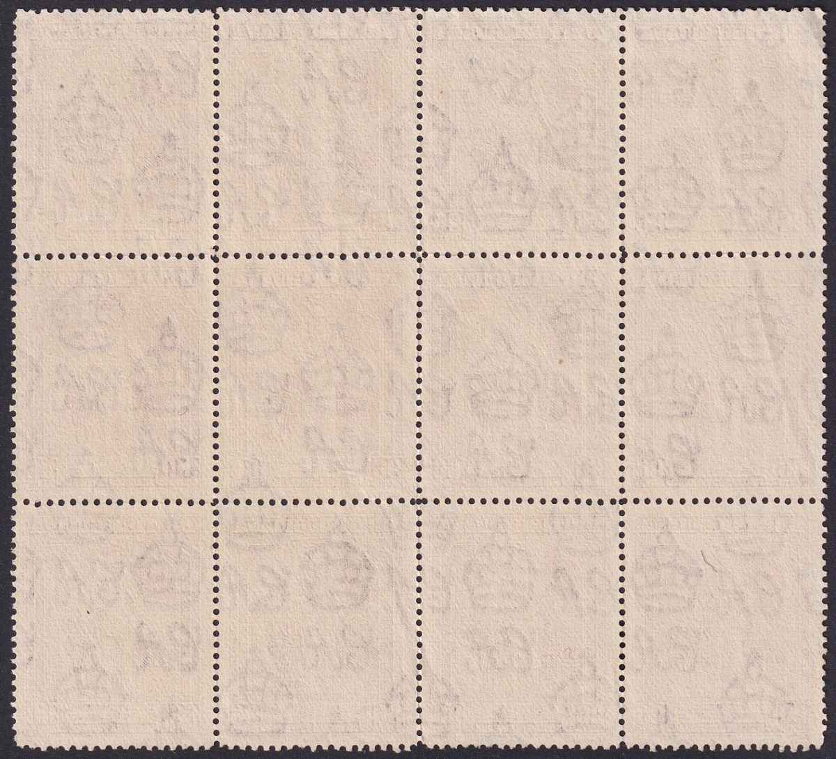 British Guiana 1944 KGVI 96c Purple p12½x13½ Block of 12 Used SG316a cat £240