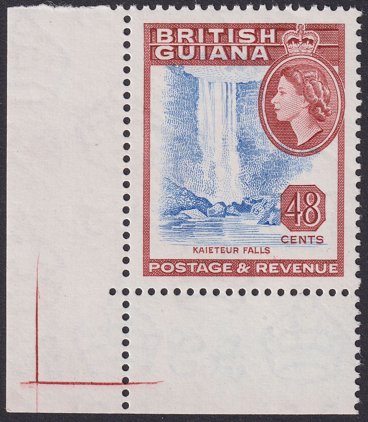 British Guiana 1961 QEII 48c Bright Ultra + Pl Brown-Lake DLR Mint SG341ab c£55