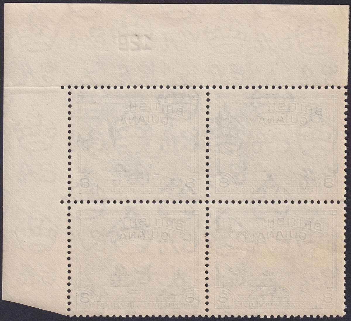 British Guiana 1961 QEII 8c Blue De La Rue Corner Block of 4 Mint SG337a cat£112
