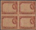 Click for more photos and details British Guiana + Perlis 1961 QEII Printers Waste 3c Frame Block of 4 + Reverse