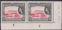 Click for more photos and details British Guiana 1960 QEII 36c Rose-Carmine + Black Plate 1 Corner Pair Mint SG340