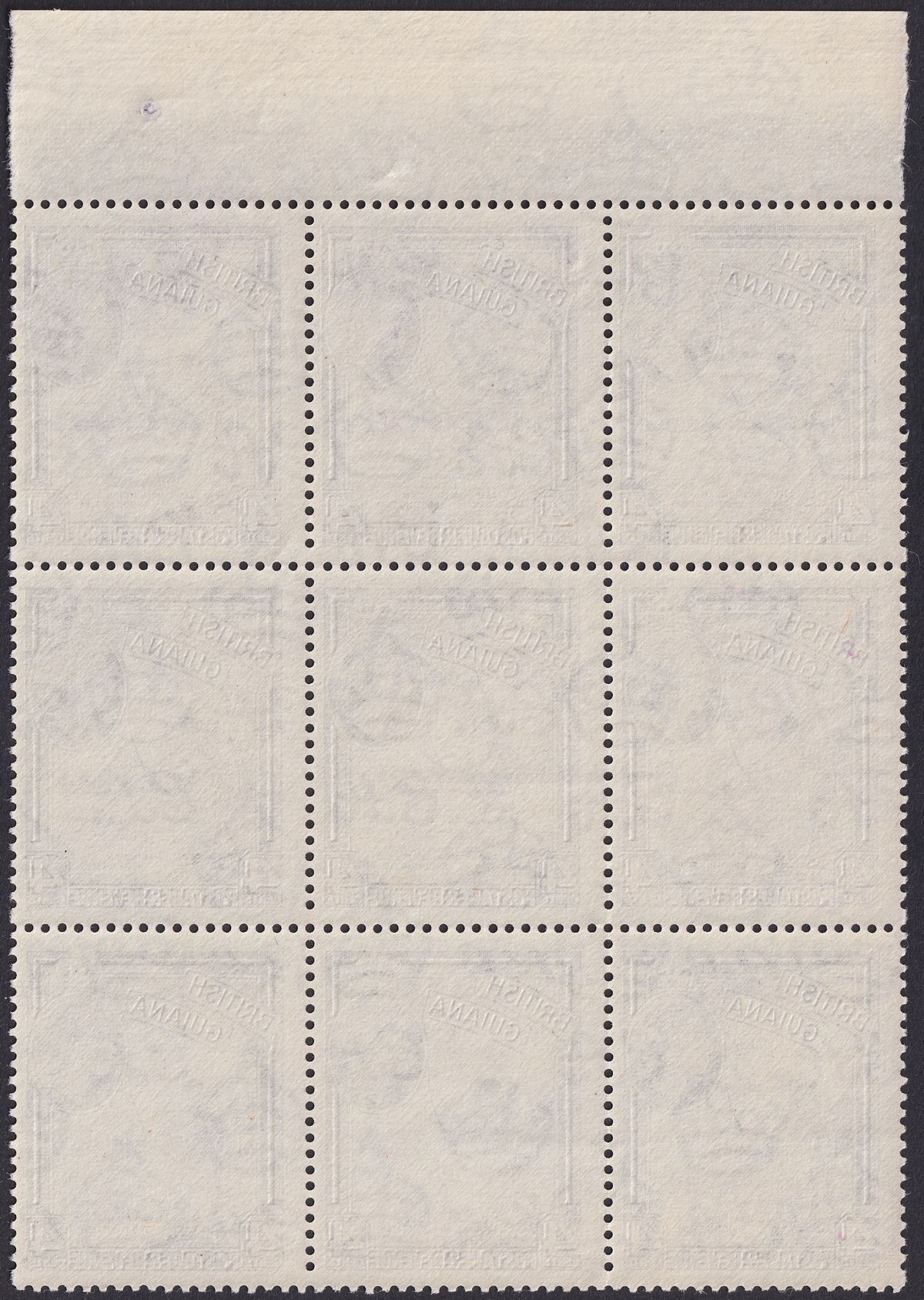 British Guiana 1961 QEII 4c Violet De La Rue Block of 9 Mint SG334a cat £135