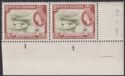 Click for more photos and details British Guiana 1963 QEII 3c De La Rue Plate 1-1 Corner Pair Mint SG333