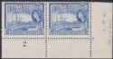 Click for more photos and details British Guiana 1961 QEII 8c Blue De La Rue Plate 2 Corner Pair Mint SG337a c£56