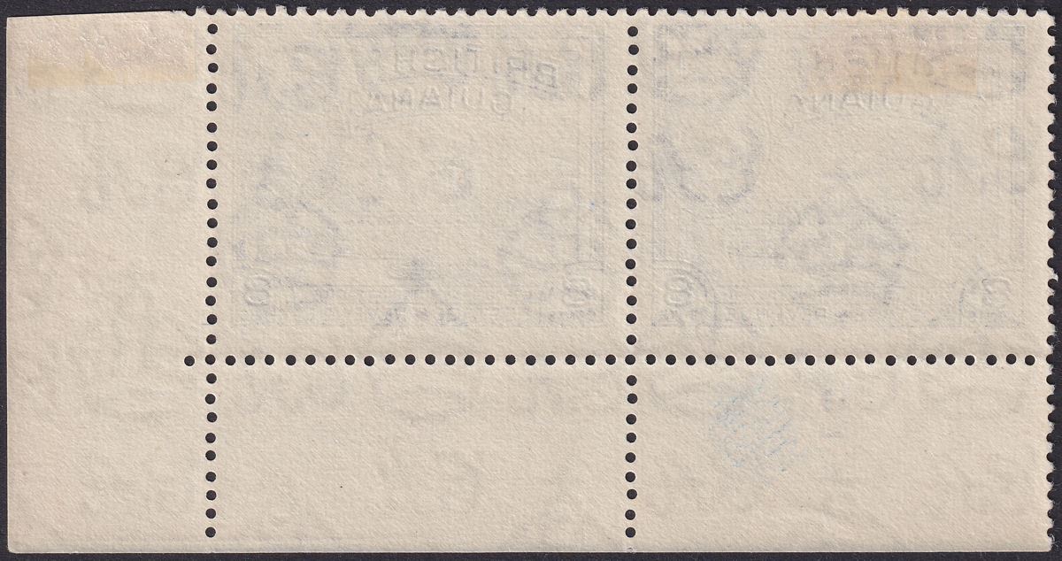 British Guiana 1961 QEII 8c Blue De La Rue Plate 2 Corner Pair Mint SG337a c£56