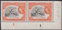 Click for more photos and details British Guiana 1959 QEII 24c Black and Orange Plate 1-1 Corner Pair Mint SG339a