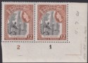 British Guiana 1961 QEII 12c Black + Brown De La Rue Plate 2-1 Pair Mint SG338b