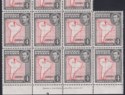British Guiana 1952 KGVI 4c Scarlet + Black perf 13x14 Block of 20 Mint SG310b