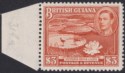 Click for more photos and details British Guiana 1946 KGVI $3 Bright Red-Brown perf 12½ Mint SG319a