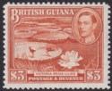 Click for more photos and details British Guiana 1946 KGVI $3 Bright Red-Brown perf 12½ Mint SG319a