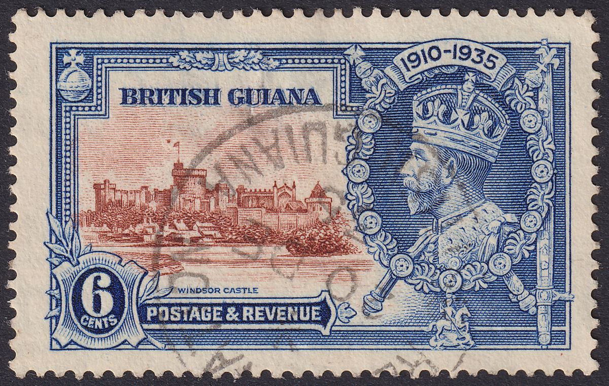 British Guiana 1935 KGV Silver Jubilee 6c Dot By Flagstaff Variety Used SG302h