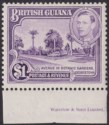 Click for more photos and details British Guiana 1951 KGVI $1 Bright Violet p14x13 pt Imprint Mint SG317a cat £550