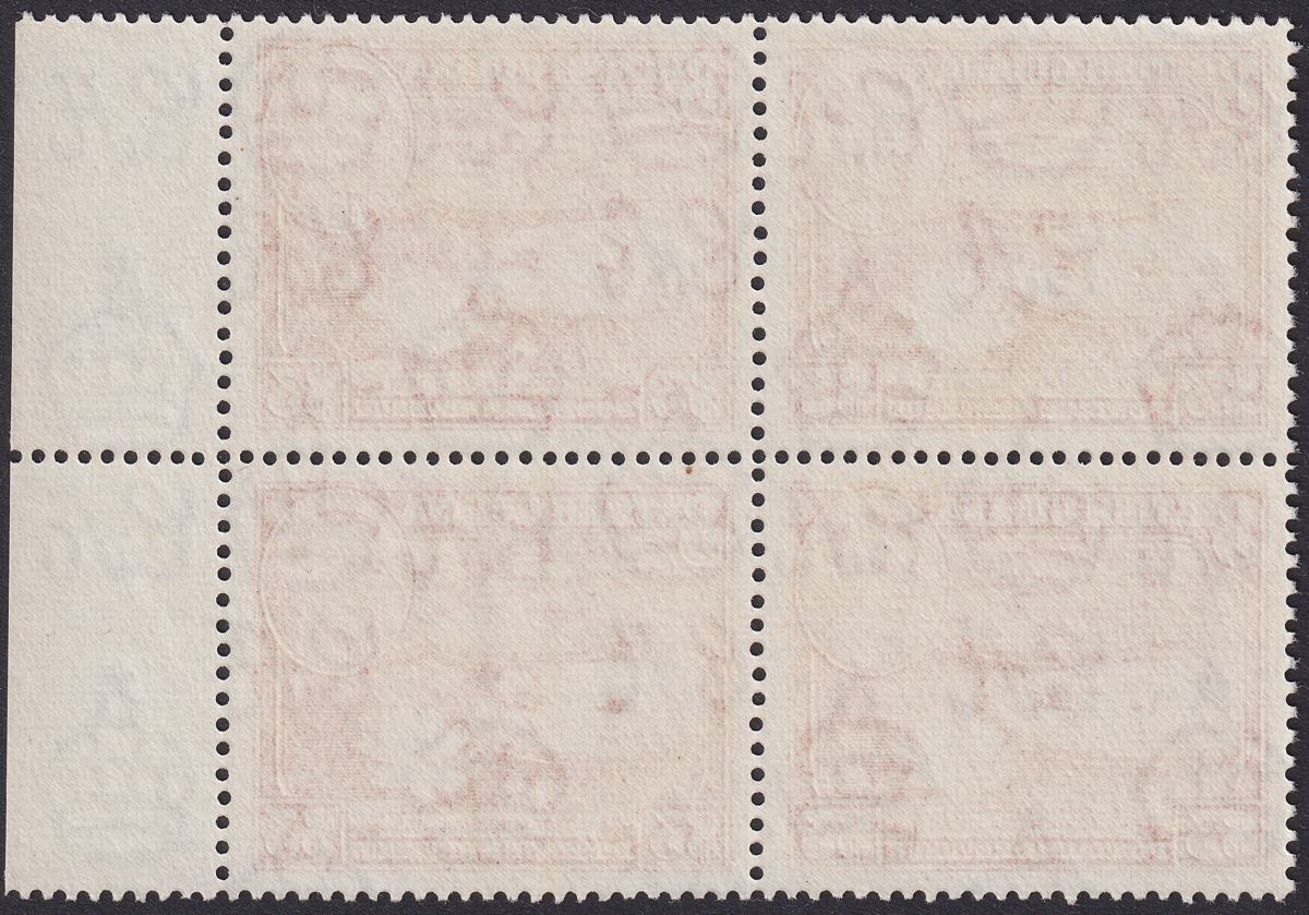 British Guiana 1952 KGVI $3 Red-Brown p14x13 Margin Block 4 Mint SG319b cat £180