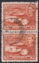 Click for more photos and details British Guiana 1946 KGVI $3 Bright Red-Brown perf 12½ Pair Used SG319a cat £84