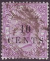 Click for more photos and details British Honduras 1888 QV 10c Surcharge on 4d Mauve Used SG28