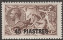 Click for more photos and details British Levant 1921 KGV Seahorse 45pi on 2sh6d Chocolate-Brown Mint SG48