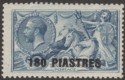 Click for more photos and details British Levant 1921 KGV Seahorse 180pi on 10sh Dull Grey-Blue Mint SG50