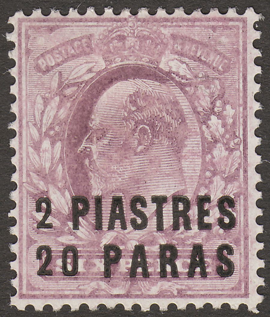 British Levant 1909 KEVII 2pi 20pa on 6d Dull Purple Mint SG20