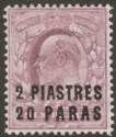 British Levant 1909 KEVII 2pi 20pa on 6d Dull Purple Mint SG20