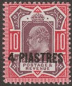 Click for more photos and details British Levant 1912 KEVII 4pi on 10d Dull Reddish Purple and Carmine Mint SG31b