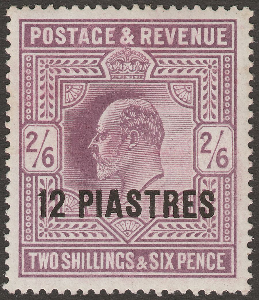 British Levant 1903 KEVII 12pi on 2sh6d Dull Purple Chalky Paper Mint SG11b