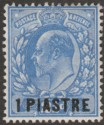 Click for more photos and details British Levant 1912 KEVII 1pi on 2½d Bright Blue type II Mint SG27
