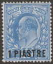 British Levant 1911 KEVII 1pi on 2½d Bright Blue type I perf 15x14 Mint SG26