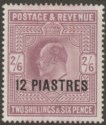Click for more photos and details British Levant 1903 KEVII 12pi on 2½sh6d Pl Dull Purple Chalky Paper Mint SG11a