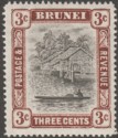 Click for more photos and details Brunei 1907 KEVII River View 3c Grey-Black and Chocolate Mint SG25