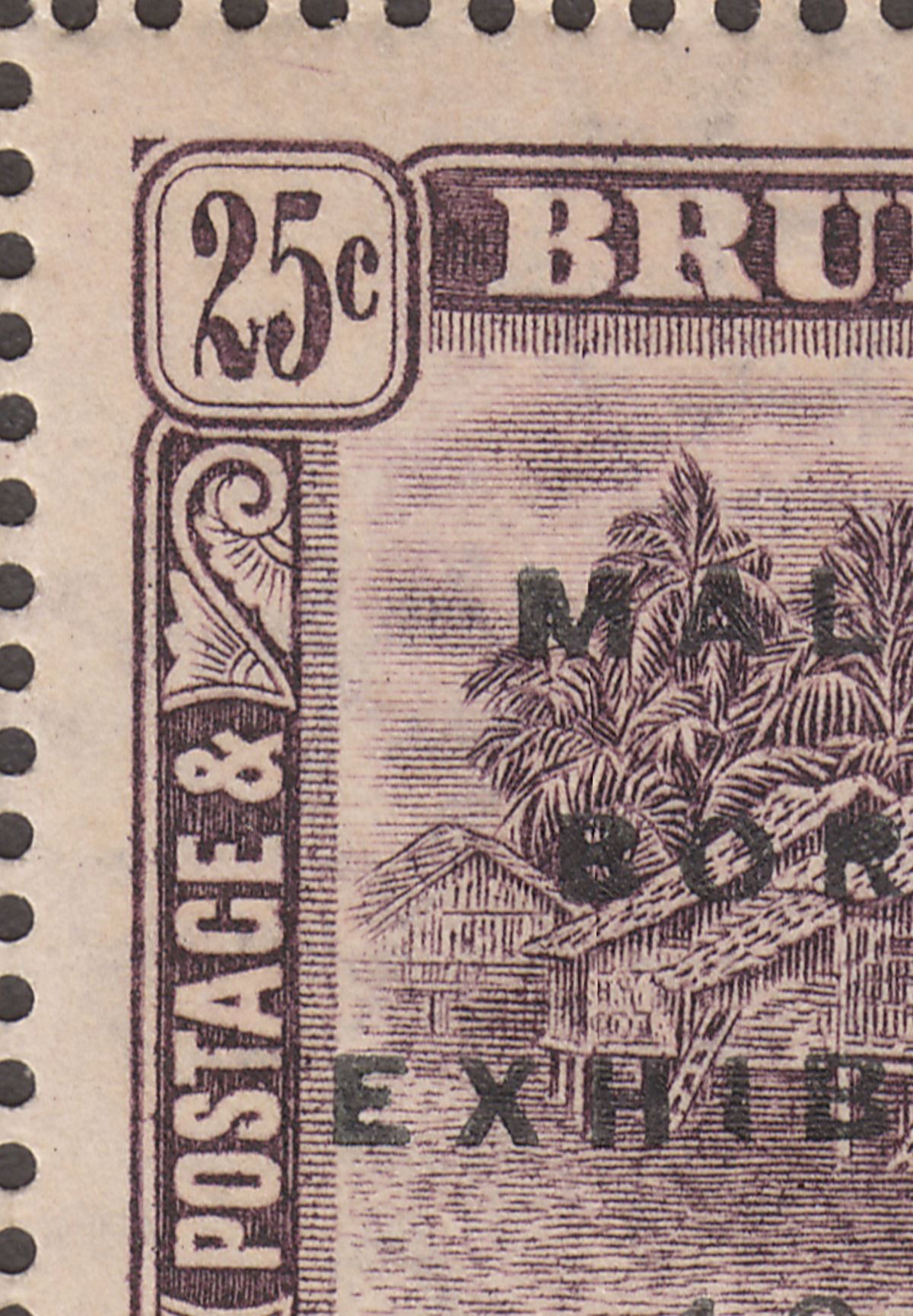 Brunei 1922 KGV Malaya-Borneo Exhibition Opt 25c Short I Block Mint SG57a cat£96