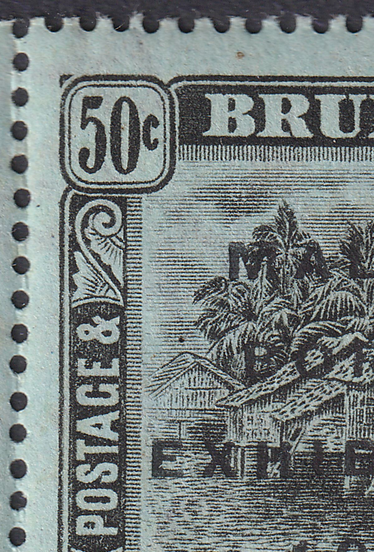 Brunei 1922 KGV Malaya-Borneo Exhibition Opt 50c Short I Pair Mint SG58a c £130