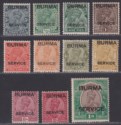 Burma 1937 KGV Official Service Overprint Set to 1r Mint SG O1-O11 cat £195