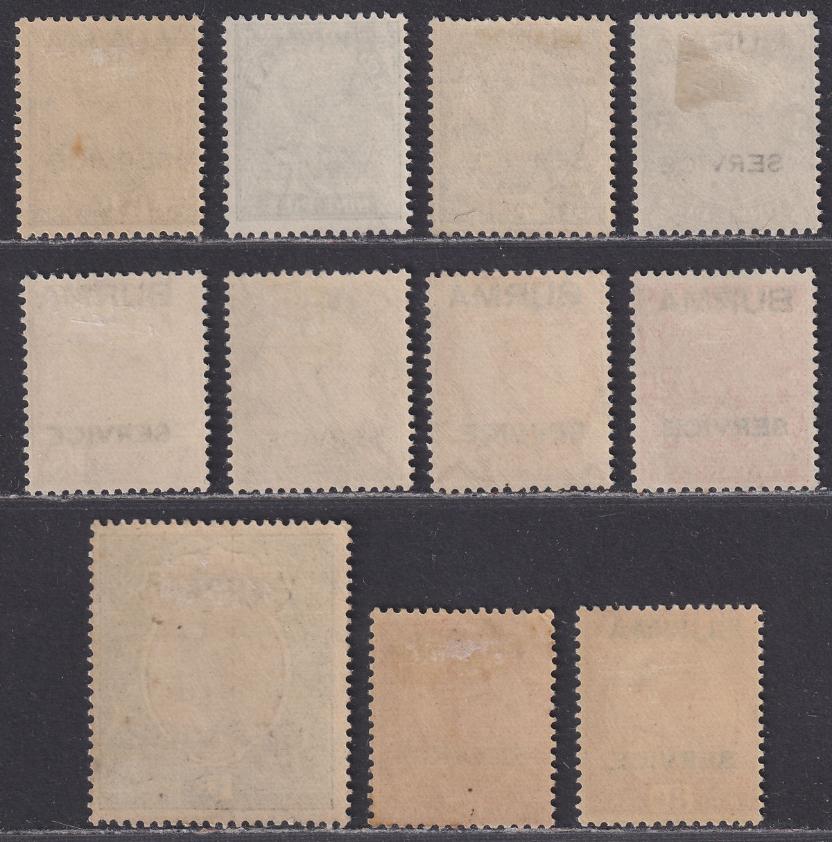 Burma 1937 KGV Official Service Overprint Set to 1r Mint SG O1-O11 cat £195