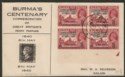 Click for more photos and details Burma 1940 KGVI Stamp Centenary 1a Block w Birds Variety First Day Cover SG34a