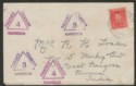Click for more photos and details Australia 1939 KGVI 2d Used on Multi Censor Mark Cover KYOGLE to Rangoon, Burma