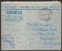 Click for more photos and details East African APO No 59 1945 Unstamped Air Letter Ranchi, India - UK w Censor