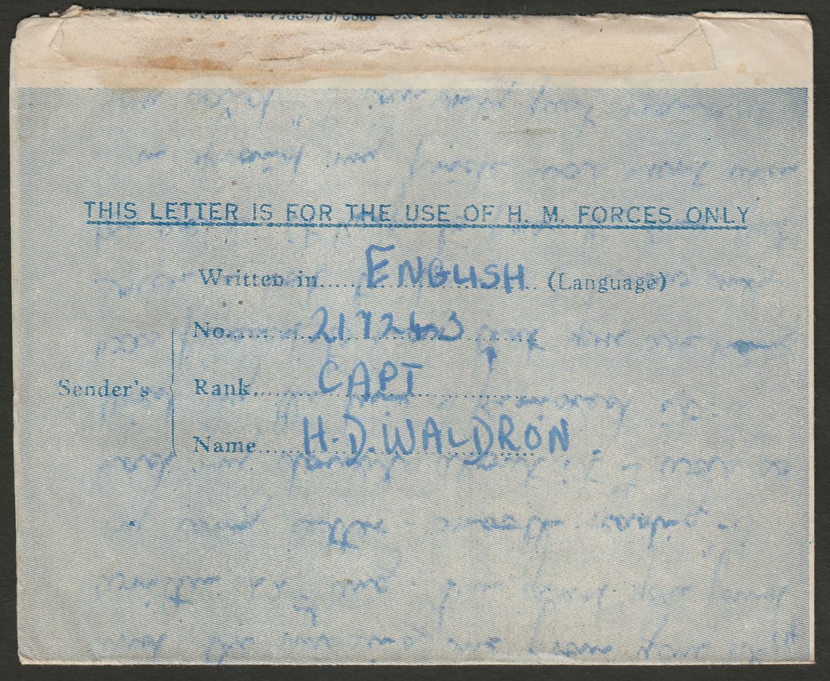 East African APO No 59 1945 Unstamped Air Letter Ranchi, India - UK w Censor