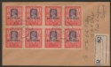 Click for more photos and details Burma 1945 KGVI MILY ADMIN 5r Block of 8 Used on Registered Rangoon Cover SG49